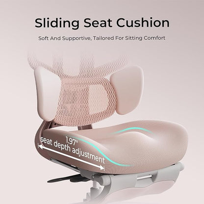 Hbada E3 Air Ergonomic Office Chair, Big and Tall Office Chair - with 3-Zone Dynamic Lumbar Support, 3D Adjustable Headrest, 4D Adjustable Armrests, Swivel, Pink(with Footrest)