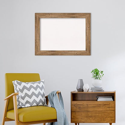 Amanti Art White Cork Board for Wall, 26x34 Vision Board with Brown Wood Frame, Medium Corkboard Office Decor for Home Organization, Rustic Farmhouse Corkboard Pinboard to display items for home