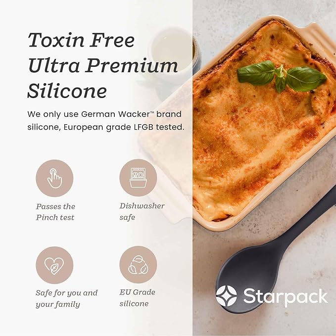 Starpack 'Winning Serve' XL Premium Silicone Serving Spoon (13.5") - Large Silicone Spoon for Cooking High Heat Resistant to 600°F - LFGB Grade Nonstick Mixing Spoons - Large Rubber Serving Spoons