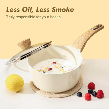 SENSARTE Ceramic Cookware Sets, Pots and Pans Set Non stick, 14 Piece Induction Cookware, Non toxic Healthy Non Stick Kitchen Cooking Set, with Frying Pans Set, PFAS PTFE PFOA PFOS Free