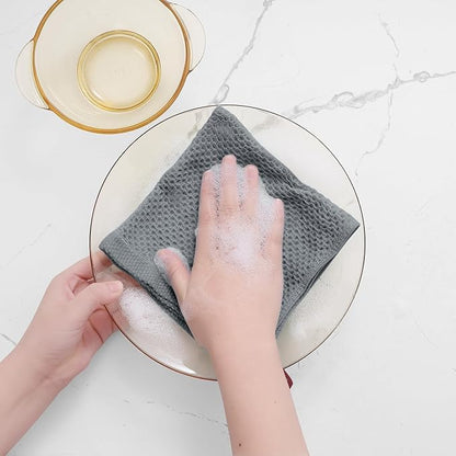 Homaxy 100% Cotton Waffle Weave Kitchen Dish Cloths, Ultra Soft Absorbent Quick Drying Dish Towels, 12 x 12 Inches, 18-Pack, Grey