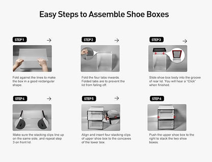 Kuject X-Large Shoe Storage Boxes Organizers Clear Plastic Stackable 12 Pack, Shoe Rack & Holder Substitute, Sneaker Containers, Toy Storage Organizer Bins for Entryway, Closet, Under Bed, Blue