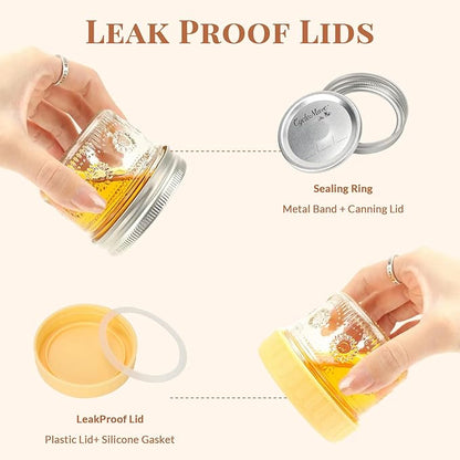 CycleMore 4 oz Glass Mason Jars, 40-Pack Bulk Small Canning Jars with Regular Mouth & Two Sets of Lids (40 Metal + 40 Plastic) – for Jam, Honey, Spices, Overnight Oats, Wedding Favors