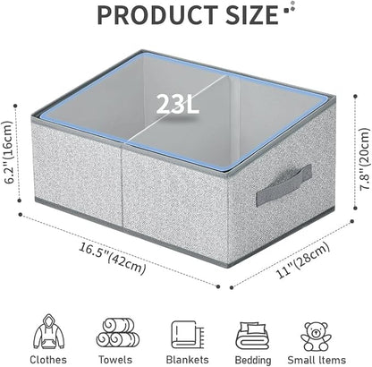 DIMJ Trapezoid Storage Bins for clothes - 4 Packs Closet Organizers and Storage Baskets, Foldable Closet Baskets with Handles and Divider, Closet Storage Bin Toybox for Shelves Living Room Bedroom