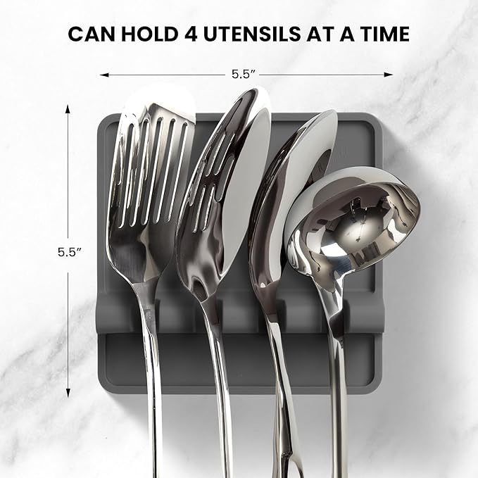 Zulay Kitchen Spoon Rest for Multiple Utensils High Heat-Resistant Silicone Drip Pad, BPA-Free Spoon Holder for Stove Top, Kitchen Gadget Holder for Ladles, Tongs, Cooking Spatula - Makes Great Gift