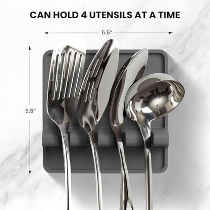 Zulay Kitchen Spoon Rest for Multiple Utensils High Heat-Resistant Silicone Drip Pad, BPA-Free Spoon Holder for Stove Top, Kitchen Gadget Holder for Ladles, Tongs, Cooking Spatula - Makes Great Gift