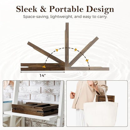 Teak Bathtub Tray, Expandable Bath Tray for Tub 28–40in, Foldable Bath Caddy with Wine Holder, Phone & Tablet Stand, Wooden Bathtub Organizer, Luxury Spa Bathroom Accessories Gift - Dark Walnut Finish