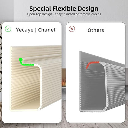 YECAYE 157in Cable Management, Cord Organizer,Easy Install Self-Adhesive Cable Organizer,Cord Management, Desk Wire Holder for Office Organization,Child and Pet Proofing, Beige
