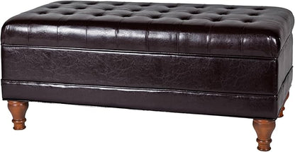 HomePop Deluxe Tufted Storage Bench with Hinged Lid, Espresso