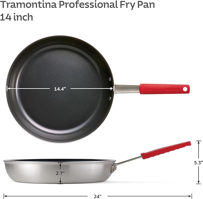 Tramontina Professional 14-Inch Ceramic Non Stick Extra Large Frying Pan, Heavy-Gauge Aluminum Skillet with Ceramic Nonstick Coating, Dishwasher and Oven Safe, Black