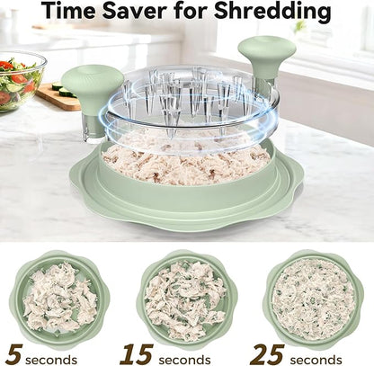 Ukeetap 10" Pro Chicken Shredder Tool Twist Large for Kitchen, BPA-Free Food-Safe Meat Grinder, Visible Chicken Breast Meat Shredder with Strong Anti-Slip Bottom & Ergonomic Handle, Green