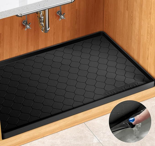 Winisok Silicone Under Sink Mat 22" x 19", kitchen Essentials and Gadgets, Shelf liner and Cabinet Protector, Home Organizers and Storage, Waterproof Bathroom Tray
