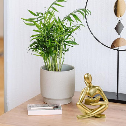 Abstract Art Thinker Statue - Reading Thinker Sculpture Figurine, Modern Home Decoration for Living Room Office Shelves Coffee Table Desk Decor (Gold)