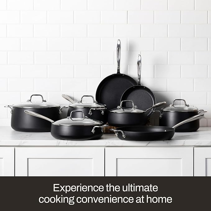 All-Clad HA1 Expert Hard Anodized NonstickFrying Pans Skillets Set with Lids (8", 10" & 12") Dishwasher-Safe, Oven-Safe Up to 500°F Compatible with All Stovetops (Gas, Electric & Induction) - Black