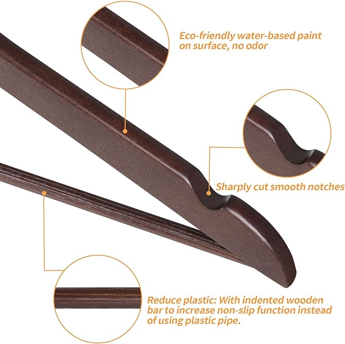 Amazon Basics Wood Suit Clothes Hangers, 30-Pack, Cherry