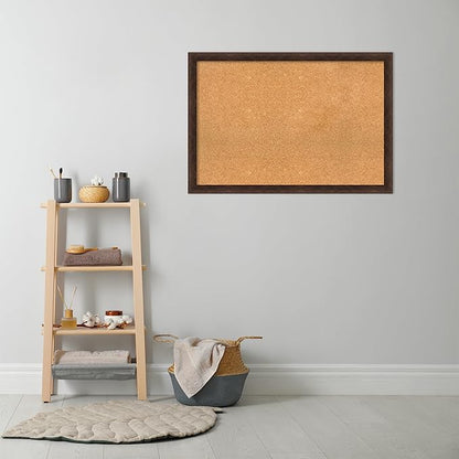 Amanti Art Natural Cork Board for Wall, 27x39 Vision Board with Brown Wood Frame, Large Corkboard Office Decor for Home Organization, Casual Corkboard Pinboard to display items for home organization