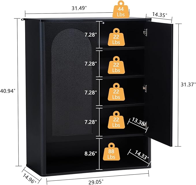 Shoe Cabinet, 5 Tier Wooden Shoe Storage Organizer Cabinet with Adjustable Shelves, Shoes Rack Accent Cabinet for Entryway Hallway Living Room, Black