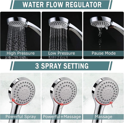 Taiker Filtered Shower Head, High Pressure Rainfall Shower Head/Handheld Shower Filter Combo, Luxury Modern Chrome Plated with 60'' Hose Anti-leak with Holder (Silver)