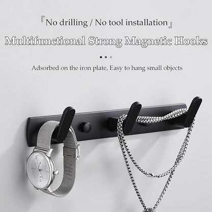 ULIBERMAGNET Magnetic Coat Hooks,Heavy Duty Magnetic Key Rack,Strong Rubber Magnetic Hanger for Refrigerator,Metal Cabinet,Door,Hanging Coat, Towel, Bag, Scarf, Helmet(Matte Black/3 Hooks)