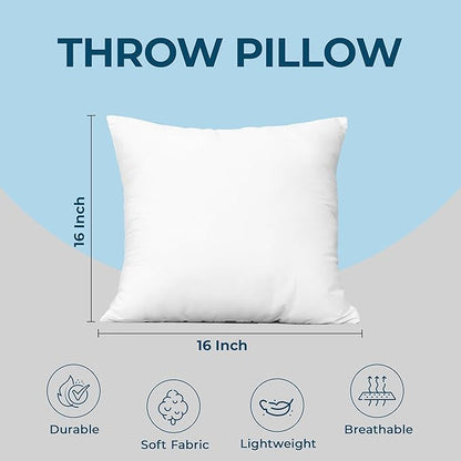 Utopia Bedding Throw Pillows (Set of 4, White) – 16 x 16 Inches Down Alternative Pillows for Bed, Sofa, and Couch - Fluffy Decorative Stuffer Pillow for Indoors & Outdoors (Pack of 2)
