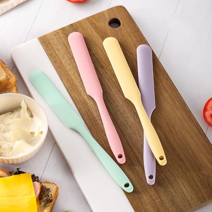 5Pcs Silicone Spatula Set Heat Resistant Cake Cream Butter Spatulas Mixing Batter Scraper Non-Stick Flexible Baking Cooking Tool BPA-Free Multicolor Set of (5colors)
