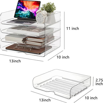 DCA Large Capacity Desk Organizer, 4 Tier Paper Organizer, File Organizer for Desk, Stackable Paper Tray for Office, Home and School