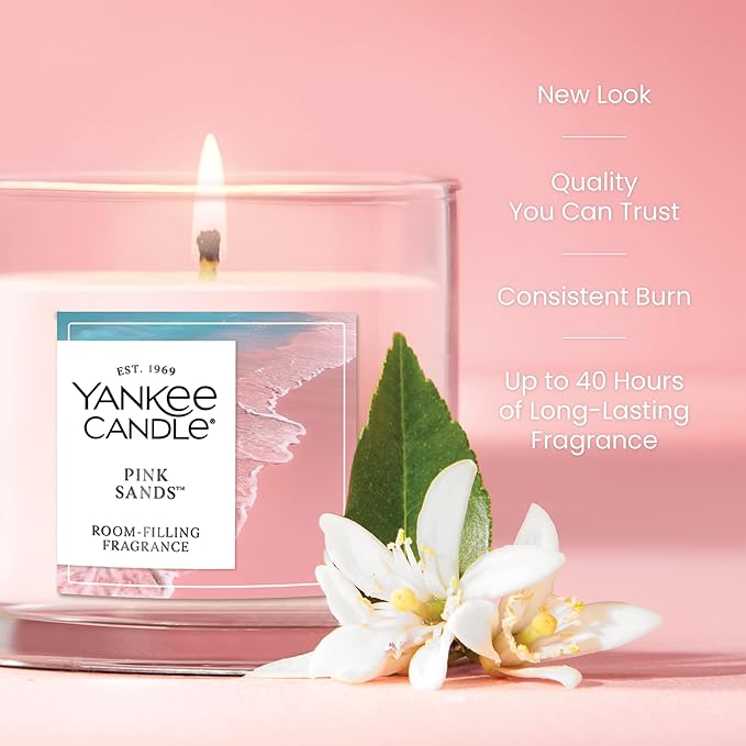 Yankee Candle Small Tumbler Scented Candle with up to 40 Hour Burn Time, Premium Plant Wax Blend for Consistent Burn, 4.3 oz Tumbler Candle with Room Filling Fragrance, Pink Sands