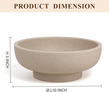 YMXYJM Large Decorative Bowl, Modern Resin Fruit Bowl for Kitchen Counter, Handmade Bowl for Home Decor, Stylish Key Bowl for Entry Table & Shelf, Artificial Stone Beige