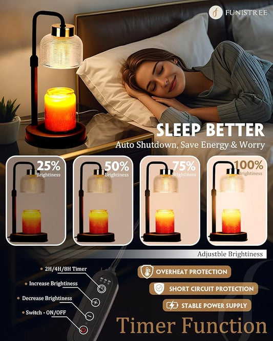 Candle Warmer Lamp with Timer & Dimmable Brightness, House Warming Gifts New Home, Candle Warming Lamp Gifts for Mothers Day, Birthday Gifts for Women Mom, Flameless Wax Melt Warmer for Jar Candles