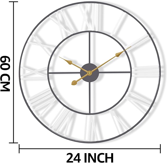 Sorbus Large Wall Clock for Living Room Decor - 24 inch Big Wall Clock Decorative - Battery Operated - Roman Numeral Analog Large Clock for Bedroom, Room, Home, Kitchen, Office, Wall Decor (White)