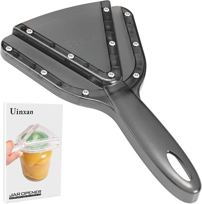 Uinxan Jar Opener for Weak Hands & Seniors with Arthritis - Handheld Manual | Effortlessly Opens Stubborn Screw Lids & Bottle Caps. 304 Stainless Steel. Durable. Patented Kitchen Gadget (Black)