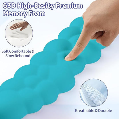 Sushret Cloud Wrist Rest Keyboard, Cloud Keyboard Wrist Pad Set with PU Leather Memory Foam, Cute Arm Rest for Palm Support, PC/Gaming Desk Accessories/Office Setup/Computer Hand Cushion - Scuba Blue