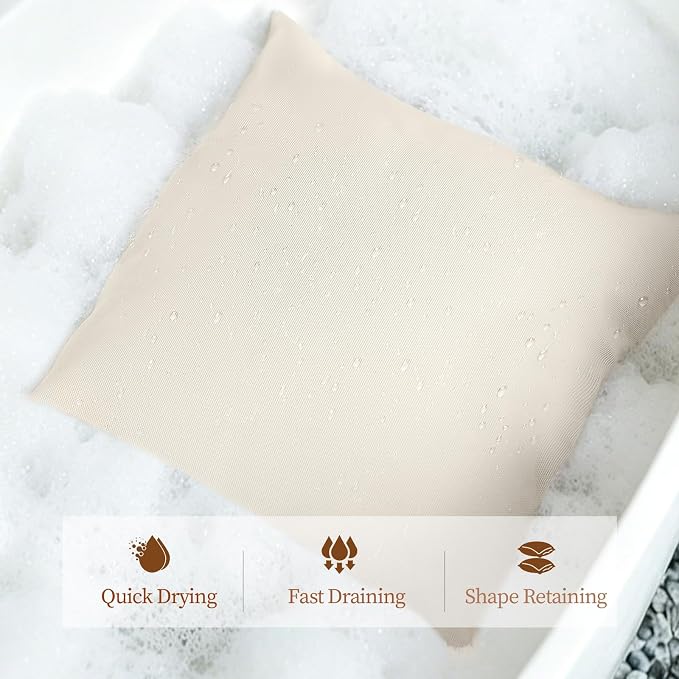 Luxury Bathtub Pillow,Head,Neck & Back Support,Quick-Drying 5D Mesh Core,Gift for Bath Lovers,Adjustable Thickness Fits Any Bathtubs,Easy to Maintain,Beige White