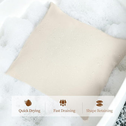 Luxury Bathtub Pillow,Head,Neck & Back Support,Quick-Drying 5D Mesh Core,Gift for Bath Lovers,Adjustable Thickness Fits Any Bathtubs,Easy to Maintain,Beige White