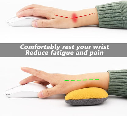 Large Mouse Wrist Rest Bean Bag, Ergonomic Mouse Support Pad Filled Ergo Beads for Computer, Laptop, PC Gaming (Yellow)