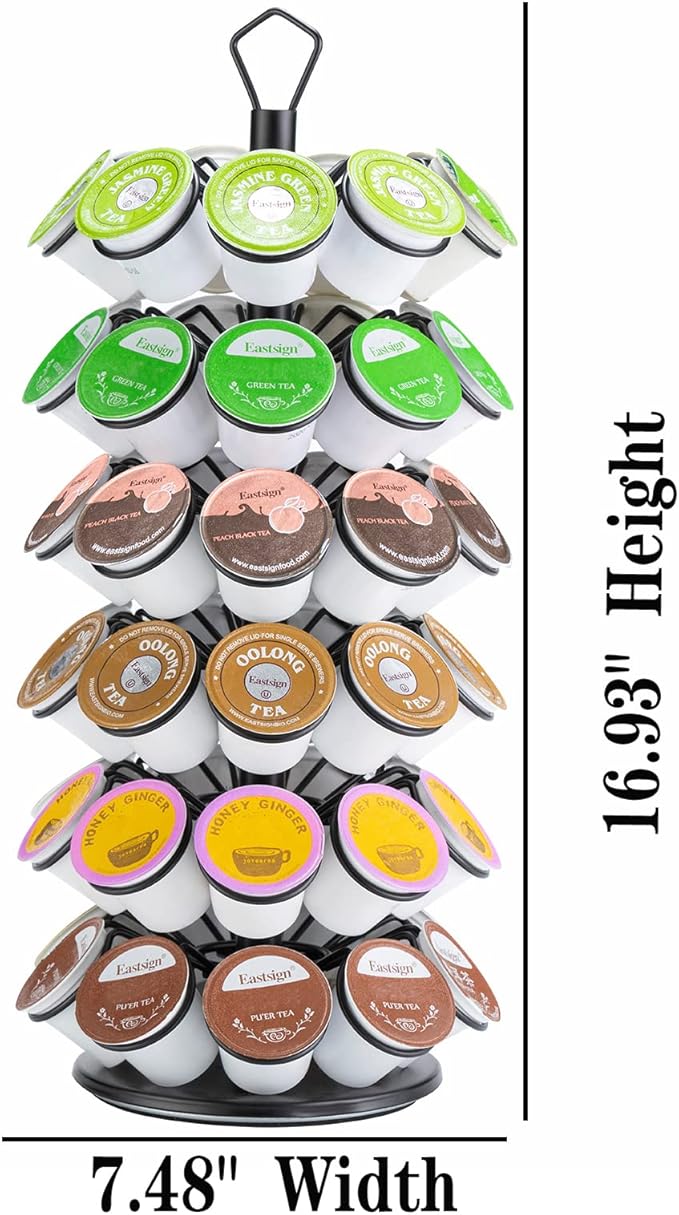 K-Cup Storage Coffee Capsules Pod Holder Carousel Capsule Display Storage for k-cup（54 pods-6 tiers）