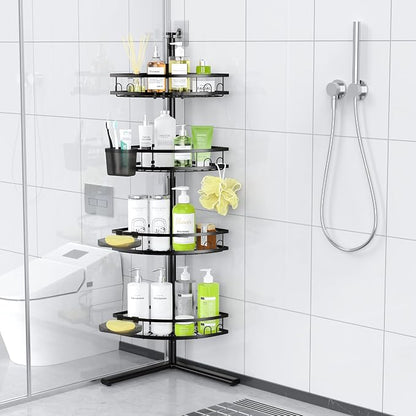 Aitatty Corner Shower Caddy Standing: 4-tier Rustproof Shower Organizer Shelf - Floor Shower Corner Shelf for Bathroom, Renters, Apartment & Dorm