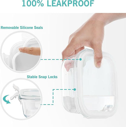 Vtopmart 8 Pack Glass Food Storage Containers with Lids (White)