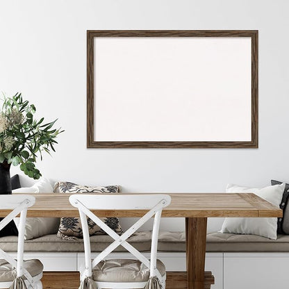 Amanti Art White Cork Board for Wall, 27x39 Vision Board with Brown Wood Frame, Large Corkboard Office Decor for Home Organization, Rustic Farmhouse Corkboard Pinboard to display items for home