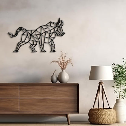 SIGNLEADER Metal Wall Art Decor Bull Warrior Modern Abstract Wall Sculpture Hangings Home Decoration for Living Room, Bedroom, Bathroom, Kitchen, Outdoor - 24" Black