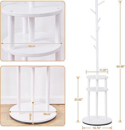 VECELO Coat Rack Freestanding, Entryway Hanger Stand, Umbrella Holder, Hall Tree With Hooks, Floor Standing Tree Stand,White