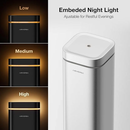 Airversa Waterless Diffuser, Smart Tower Diffuser with App Control, Cold Air Scent Diffuser Oil Machine for Homes Offices Hotels, 300mL Capacity, Up to1500 sq ft, DC-12V/1A Plug, RDX Silver