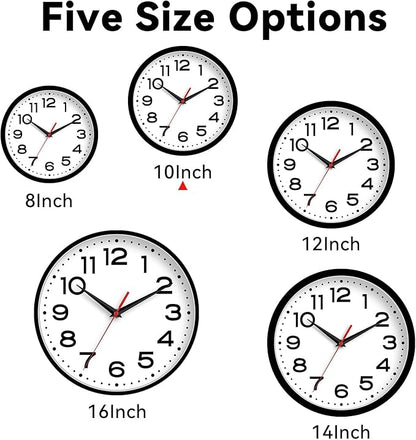 Roymnie Wall Clock 10 Inch Silent Non-Ticking Modern Clock Battery Operated Classic Simple Minimalist Analog Decorative for Kitchen, Living Room,Office, Bedroom, Bathroom (Black)