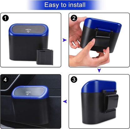 Accmor Car Trash Can with Lid, Waterproof Vehicle Trash Bin Car Dustbin Garbage Organizer Storage, 2 Pack Mini Garbage Bin Trash Container for Auto Cars, Home, Office