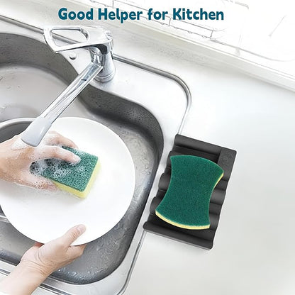 Silicone Soap Dish,Self Draining Soap Holder Perfect for Shower,Bathroom Sink,Kitchen Sink & Travel,Non-Slip Bar Soap Holder Extend Soap Life,Keep Soap Bars Dry & Easy Cleaning Black-1Pcs
