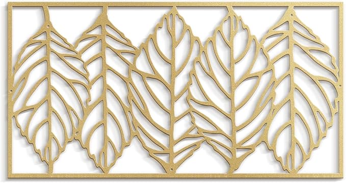 SIGNLEADER Metal Wall Decor Leaf Blade Minimalist Modern Abstract Wall Sculpture Hangings Home Decoration for Living Room, Bedroom, Bathroom, Kitchen, Outdoor - 36" Gold