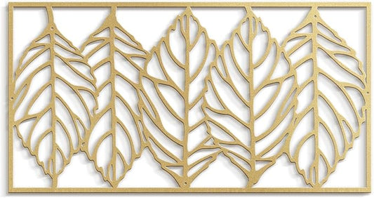 SIGNLEADER Metal Wall Decor Leaf Blade Minimalist Modern Abstract Wall Sculpture Hangings Home Decoration for Living Room, Bedroom, Bathroom, Kitchen, Outdoor - 36" Gold
