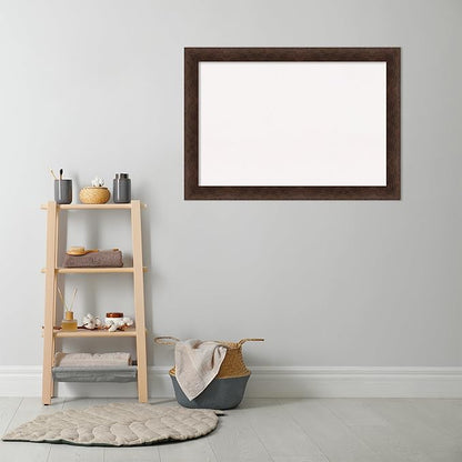 Amanti Art White Cork Board for Wall, 29x41 Vision Board with Brown Wood Frame, Large Corkboard Office Decor for Home Organization, Casual Corkboard Pinboard to display items for home organization