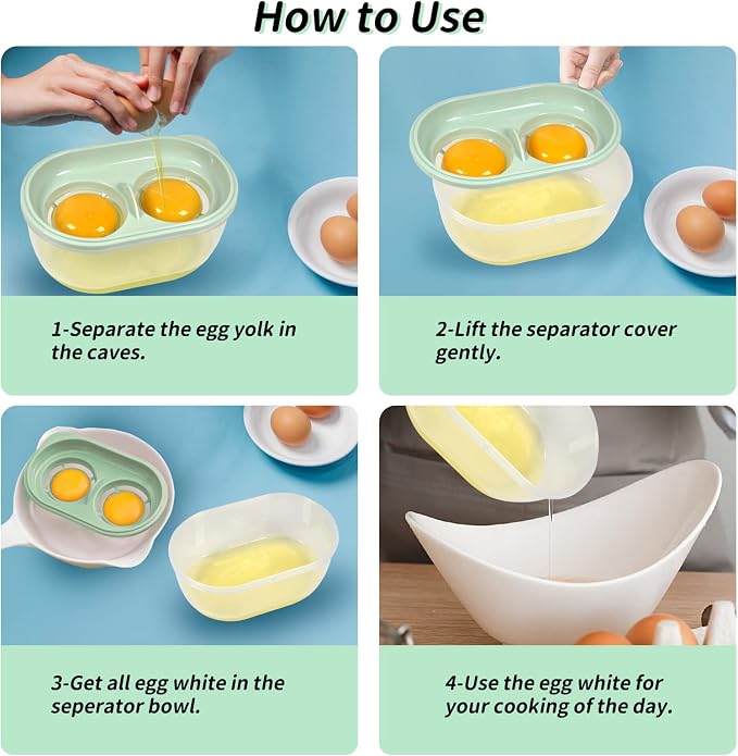 Egg White Separator with Egg Beater, Egg Separator Yolk White Separator Egg Filter Storage Box Food Grade Level Kitchen Gadgets Egg Separator for Kitchen Cooking Gadgets