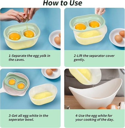 Egg White Separator with Egg Beater, Egg Separator Yolk White Separator Egg Filter Storage Box Food Grade Level Kitchen Gadgets Egg Separator for Kitchen Cooking Gadgets